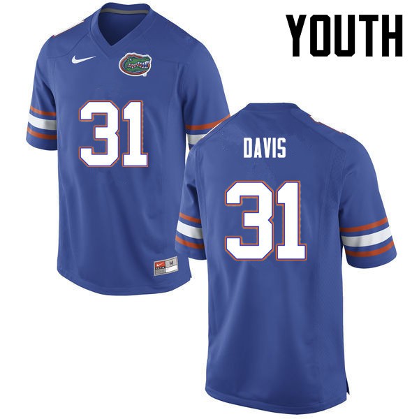 Florida Gators Youth #31 Shawn Davis College Football Blue